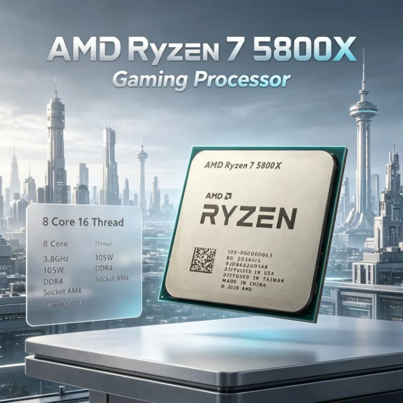 AMD R7 5800X Ryzen 7 AM4 Processor 3.8GHz 8-Core 16-Thread 7nm 32M L3 Desktop CPU Type-C