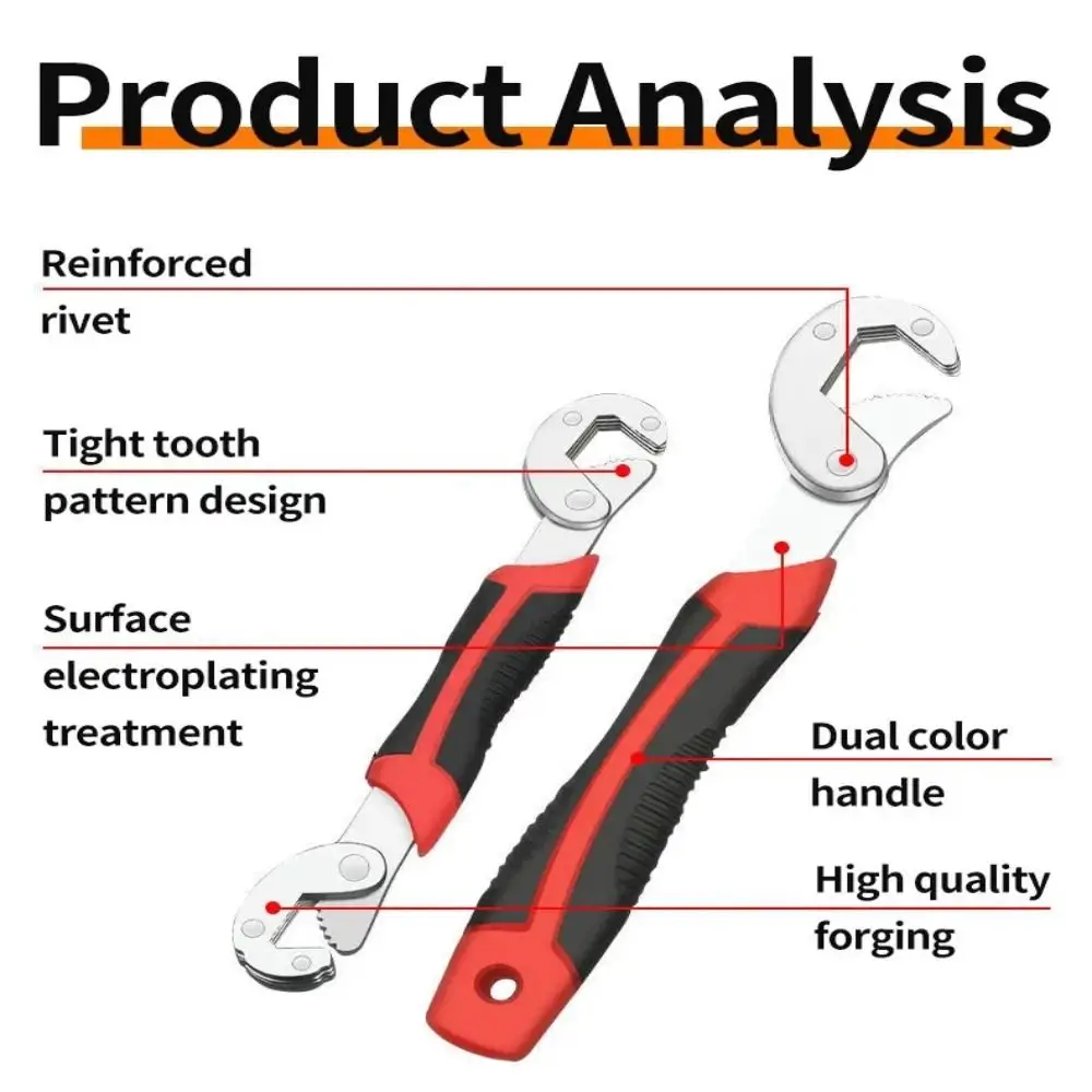 

High-carbon Steel Screw Extractor Wrench Multifunctional Durable Key Pipe Wrench Non-slip Adjustable Open End Spanner Bathroom