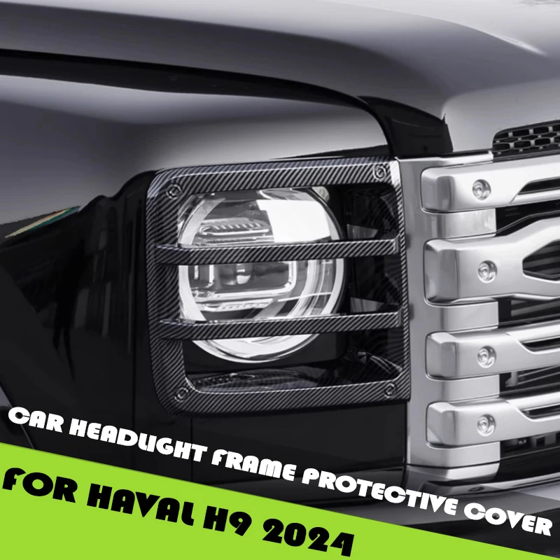 

Car Headlight Frame Protective Cover Fit for Haval H9 2024 Modified Black Warrior ABS Headlight Frame Auto Exterior Accessories