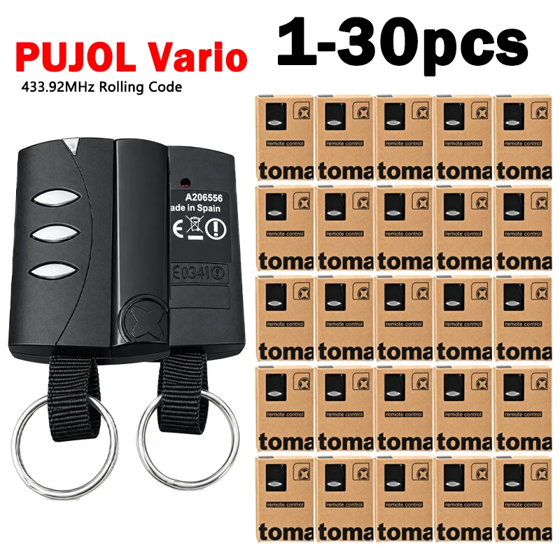PUJOL VARIO VARIO/6 433.92MHz Garage Door Remote Control Only Compatible Black PUJOL Vario 433MHz 6 Channel Transmitter Opener