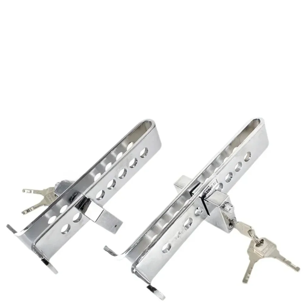 Universal Stainless Steel Car Anti-Theft Lock - 8/9 Holes, Fits Clutch/Brake/Throttle & Steering Wheel, Secure Most Vehicles