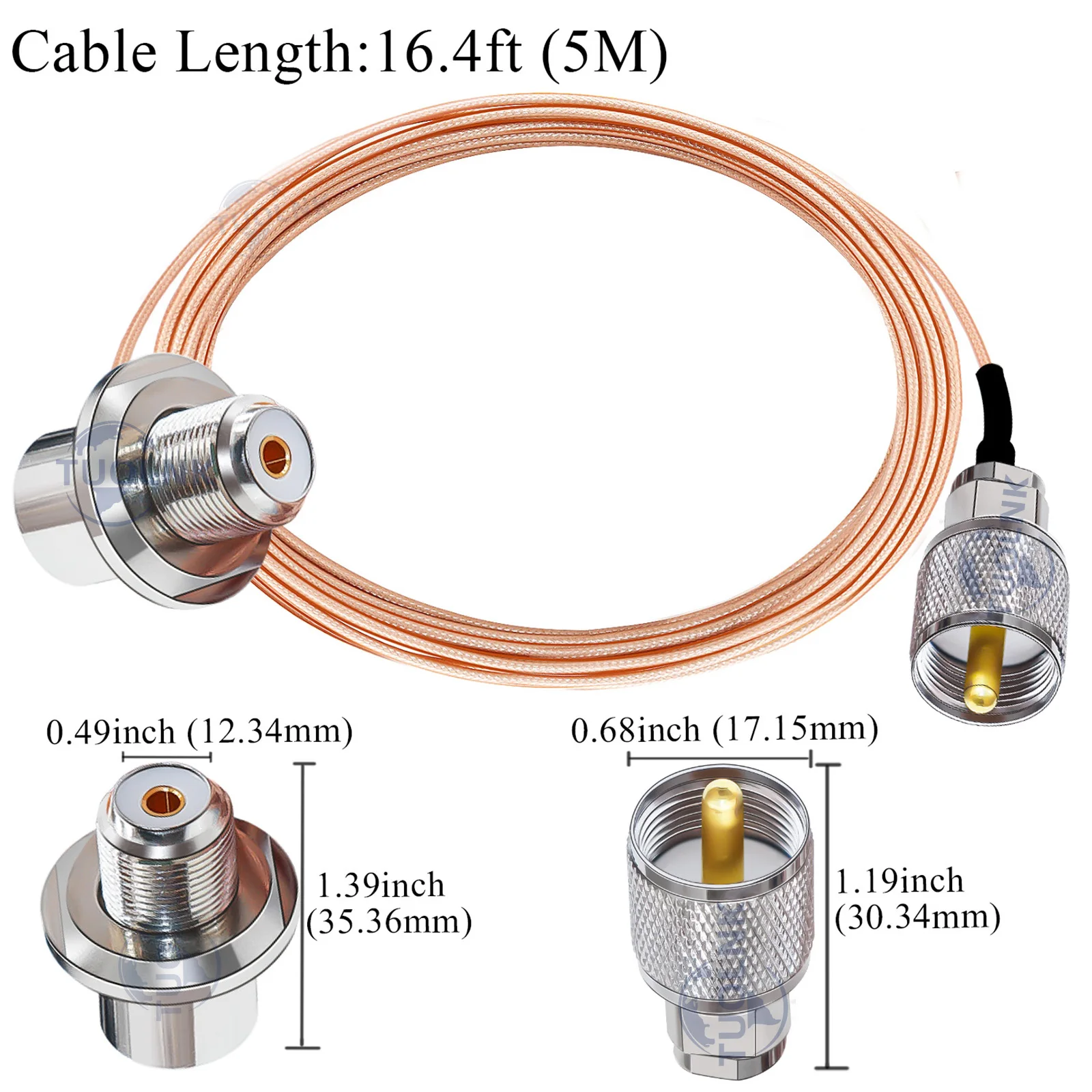 Ângulo direito Car Radio Cabo de Extensão, UHF Masculino Feminino RG316 Antena cabo coaxial, SO239 a PL259, RG316