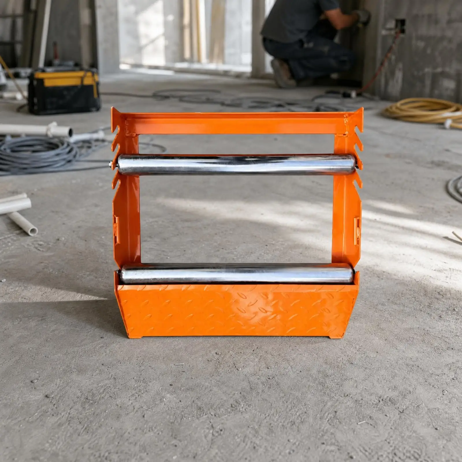 Compact Cable Reel Stand for Wire Spool Dispensing Metal Roller Frame Adjustable 4 Positions Portable Maintenance Work