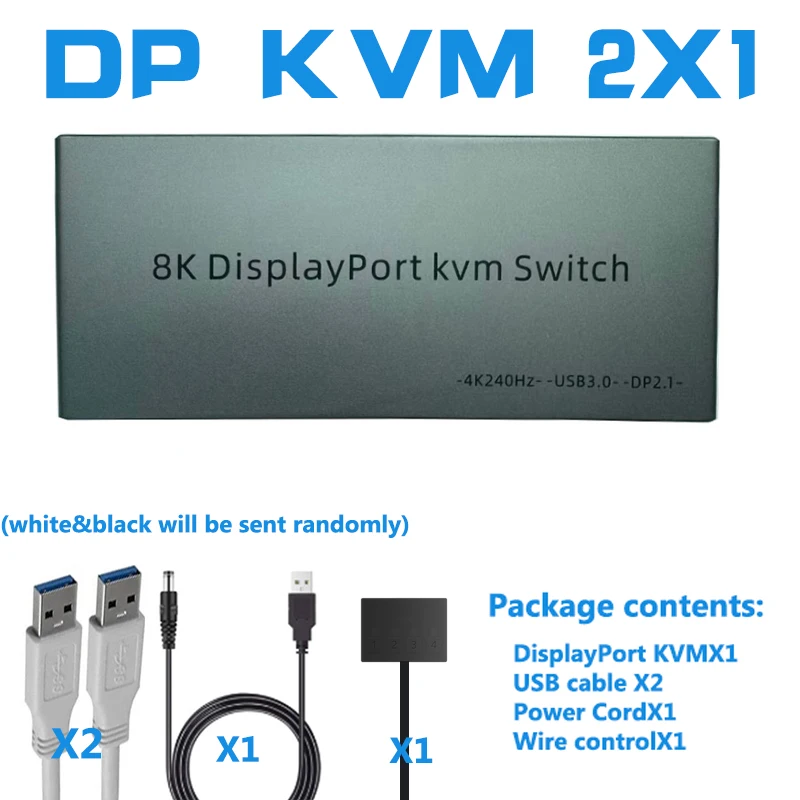 8K Displayport KVM Switch 4K@144hz 2-port USB KVM 8K Displayport 1.4 Switch KVM Dp switch mouse&keyboad supported