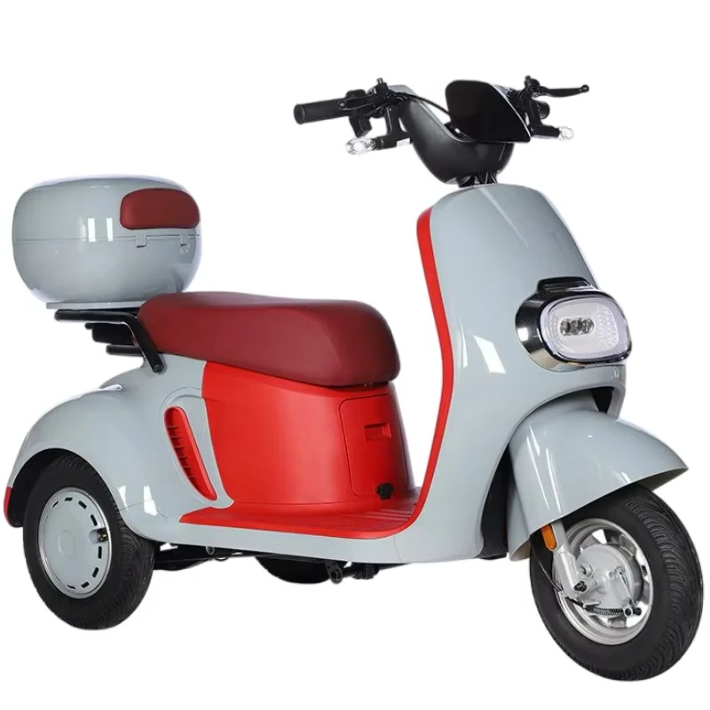 Leistungsstarker Elektroroller, Dreirad, Dreisitzer, für ältere Erwachsene, Zwei-Personen-Familie mit Kindersitz, 800 W, Trike-Mobilitätsroller
