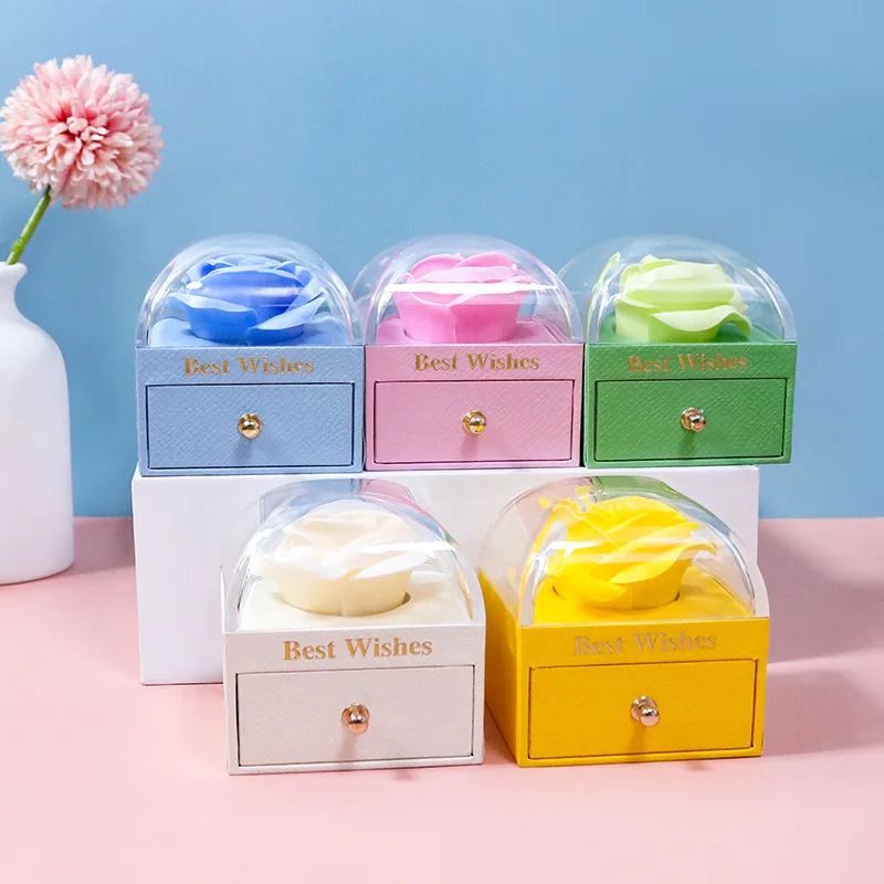 2022 rose flower jewelry box new macaron color flower box jewelry packaging box storage box