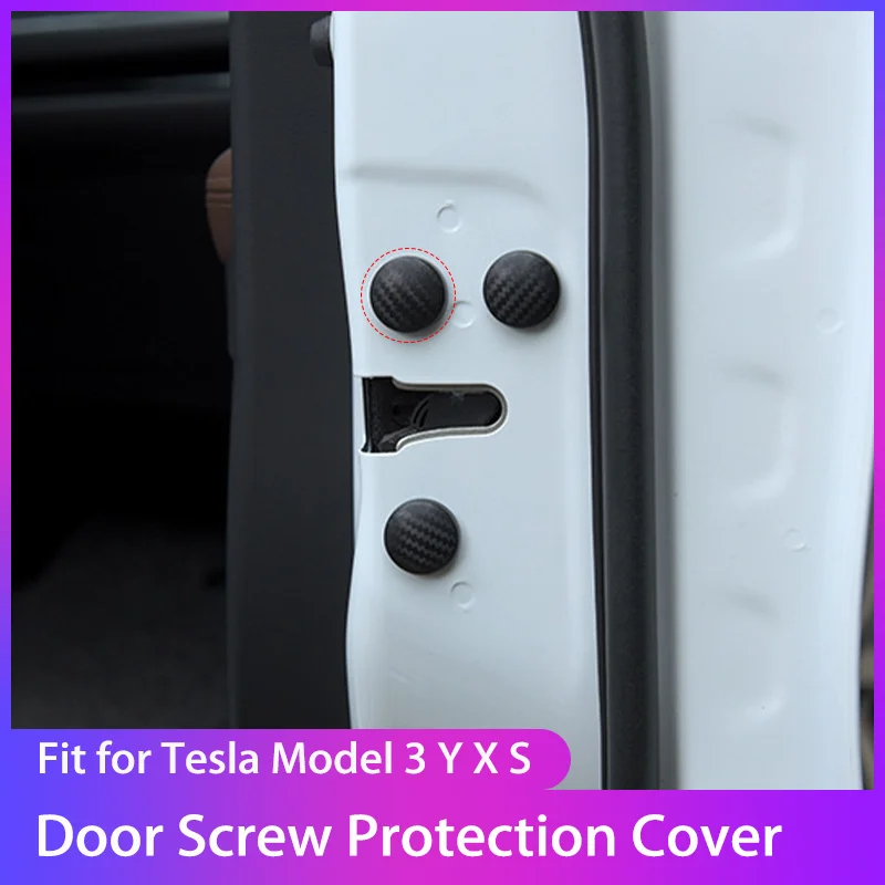 

For Tesla Model 3 Y S X 2014-2024 Carbon Fiber Car Door Lock Screw Protector Cover Auto Decoration Car-styling Accessories