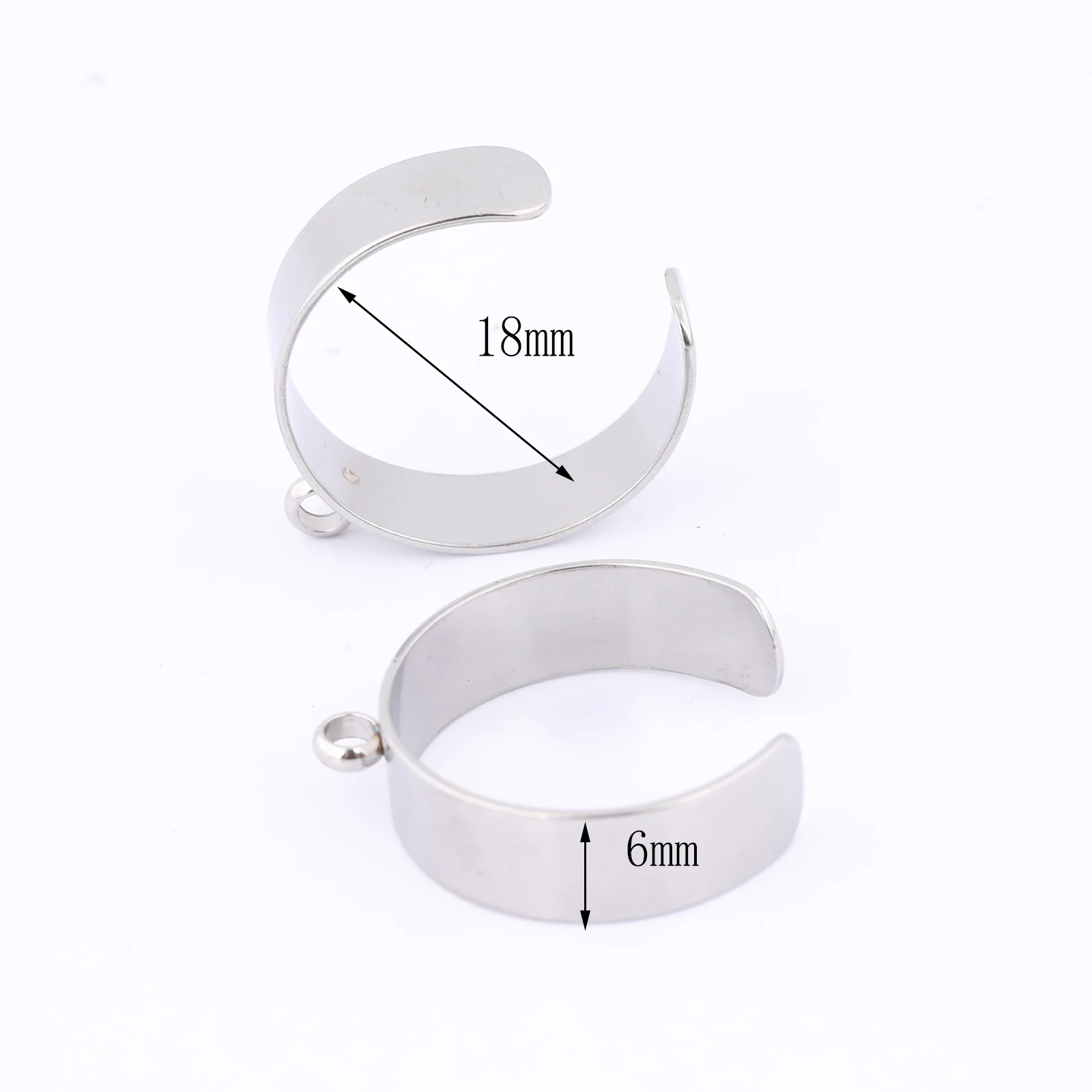 10pcs Stainless Steel 6mm 8mm 10mm Wide Ring Bezel Blanks With Loop Diy Fingerring Settings For Jewelry Making Supplies