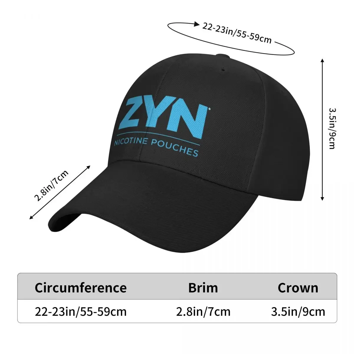 Zyn Cap Fashion Casual Baseball Caps Adjustable Hat Hip Hop Summer Unisex Baseball Hats Customizable Polychromatic