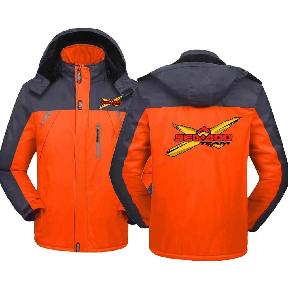 

Осень-зима 2022, ветрозащитные утолщенные теплые пальто с капюшоном, мужская одежда для альпинизма на молнии с принтом Sea Doo Seadoo Moto