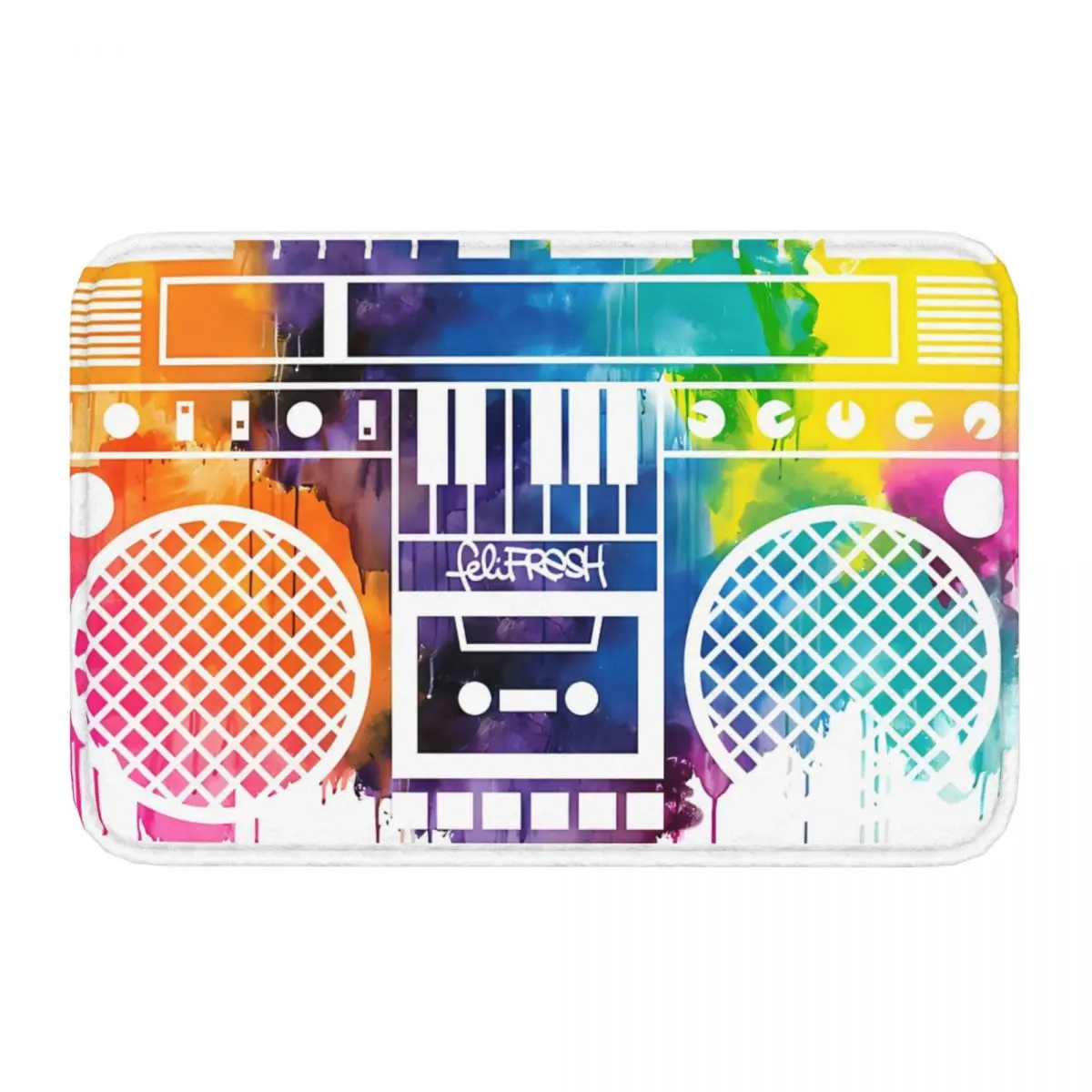 Fresh Multi Boombox Boom Box Music Anti-Slip Rug Doormat Living Room Mat Balcony Carpet Home Decorative