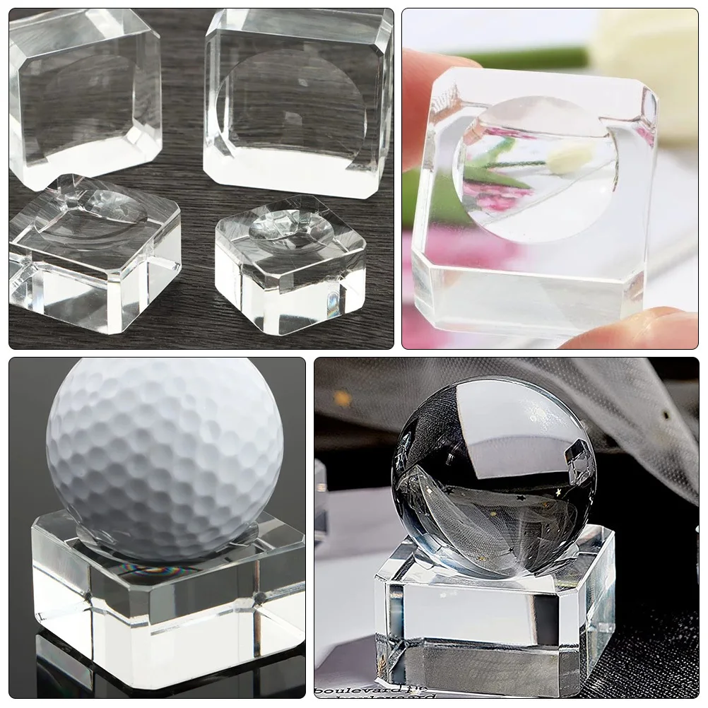 

4Pcs Crystal Ball Bases Glass Display Holders Transparent Desktop Stand Decorative Storage Rack Elegant Ornament Gift