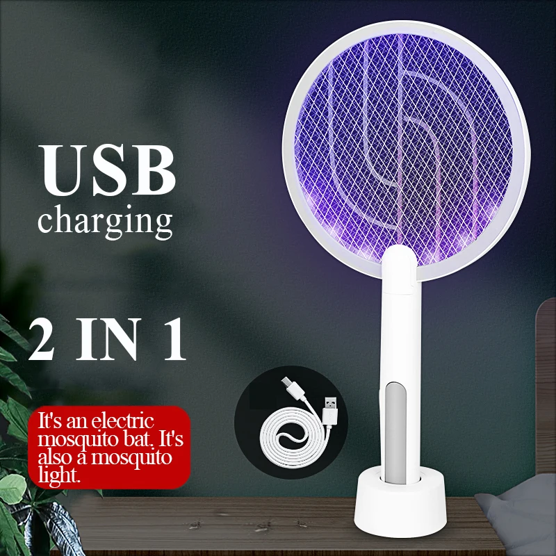 

USB Rechargeable Electric Mosquito Swat Fly Insect Killer Electronic Insect Killer Trap 2 In 1 Household Mosquito Killer Lamp