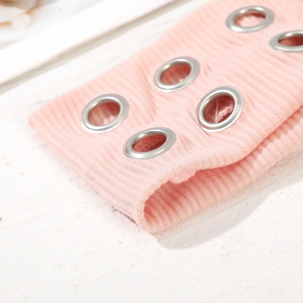 

Metal Eyelets Rock Head Band Fabric Rock Style Punk Headwrap Hollowed Design Stretchy Hollowed Out Eyelets Headband Punk Girl