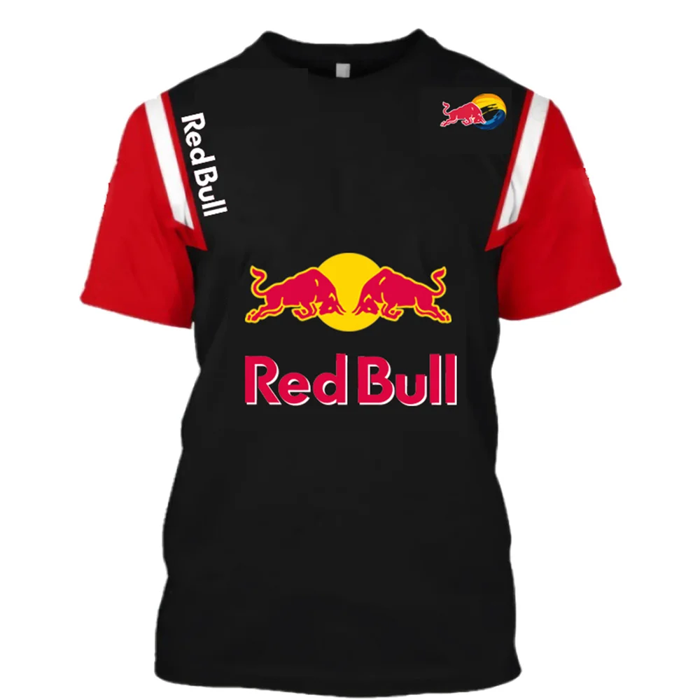 2025 Red Bull Off Road Motorcycle Racing T-shirt Red Bull 3D Top Summer Round Neck Sportswear Red Bull Outdoor Short Sleeve image 3