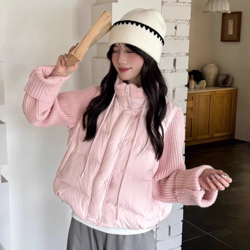 

Autumn and Winter New Women's Down Jacket Commuter Splicing Knitted Stand Collar Jacket