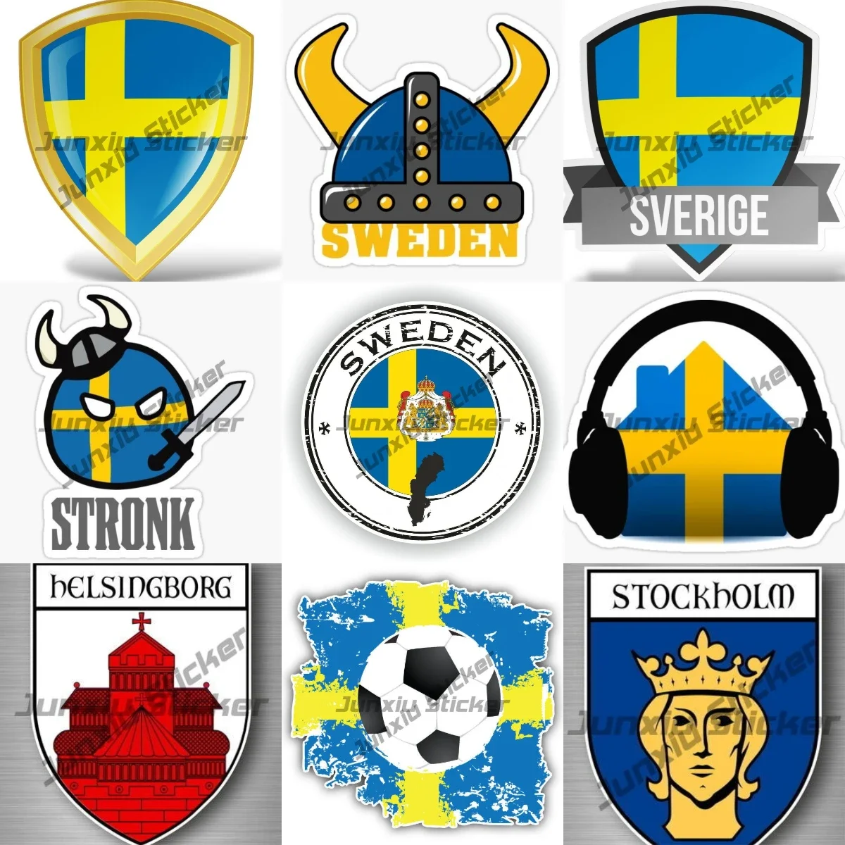 

Sweden Flag Emblem Sticker Sticker Sverige City Linkoping Malmo Stockholm Shield Coat of Arms Souvenir Decals Cover Scratches