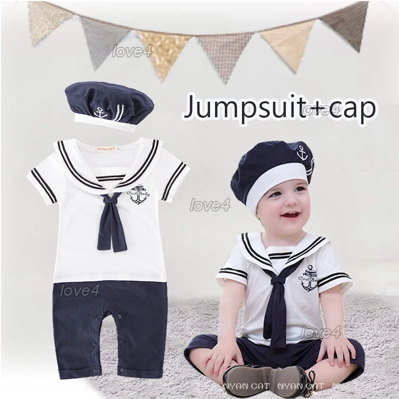 Christening Clothes for Baby Boy Girl Nautical Sailor Seaman Costume Gentlemen Boss Ootd for Baby Infant Toddler Birthday Party