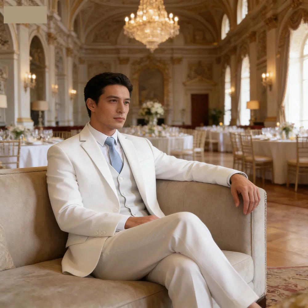 

Мужской костюм-тройка Slim Fit: розовый/синий смокинг для жениха, деловой пиджак, жилет и брюки для мужчин