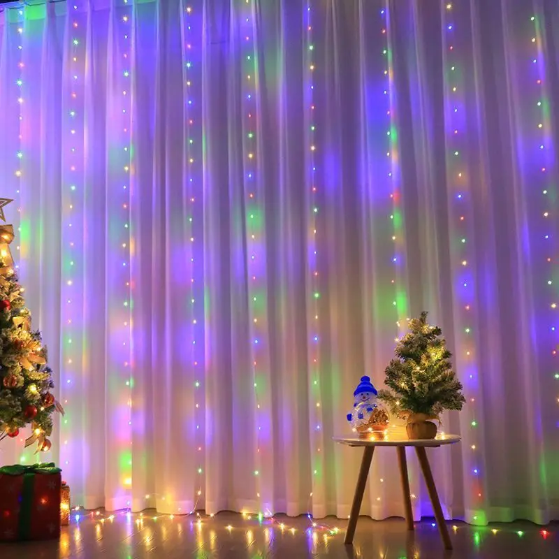 LED String Lights Christmas Decoration Remote Control USB Wedding Garland Curtain Lamp Holiday For Bedroom Bulb Outdoor Fairy