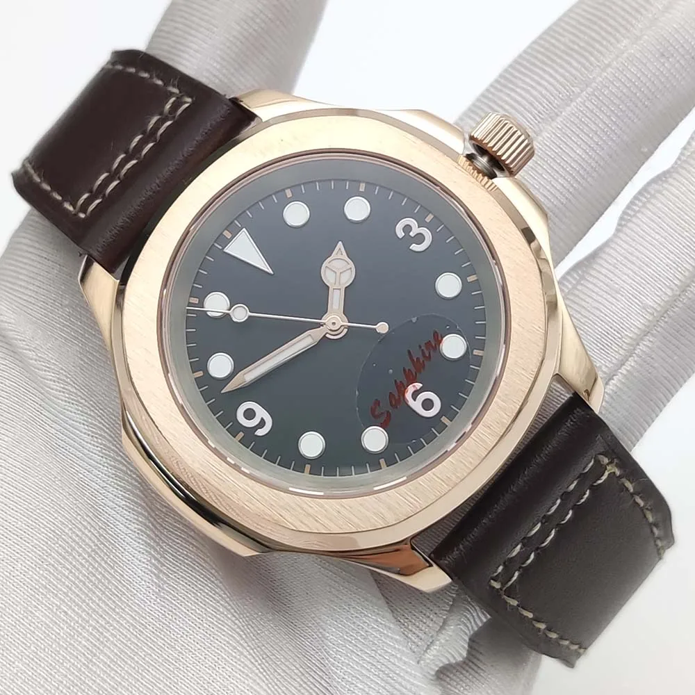 Orologio meccanico automatico da uomo di lusso in oro rosa 40 mm NH35 con cinturino in pelle impermeabile in vetro zaffiro