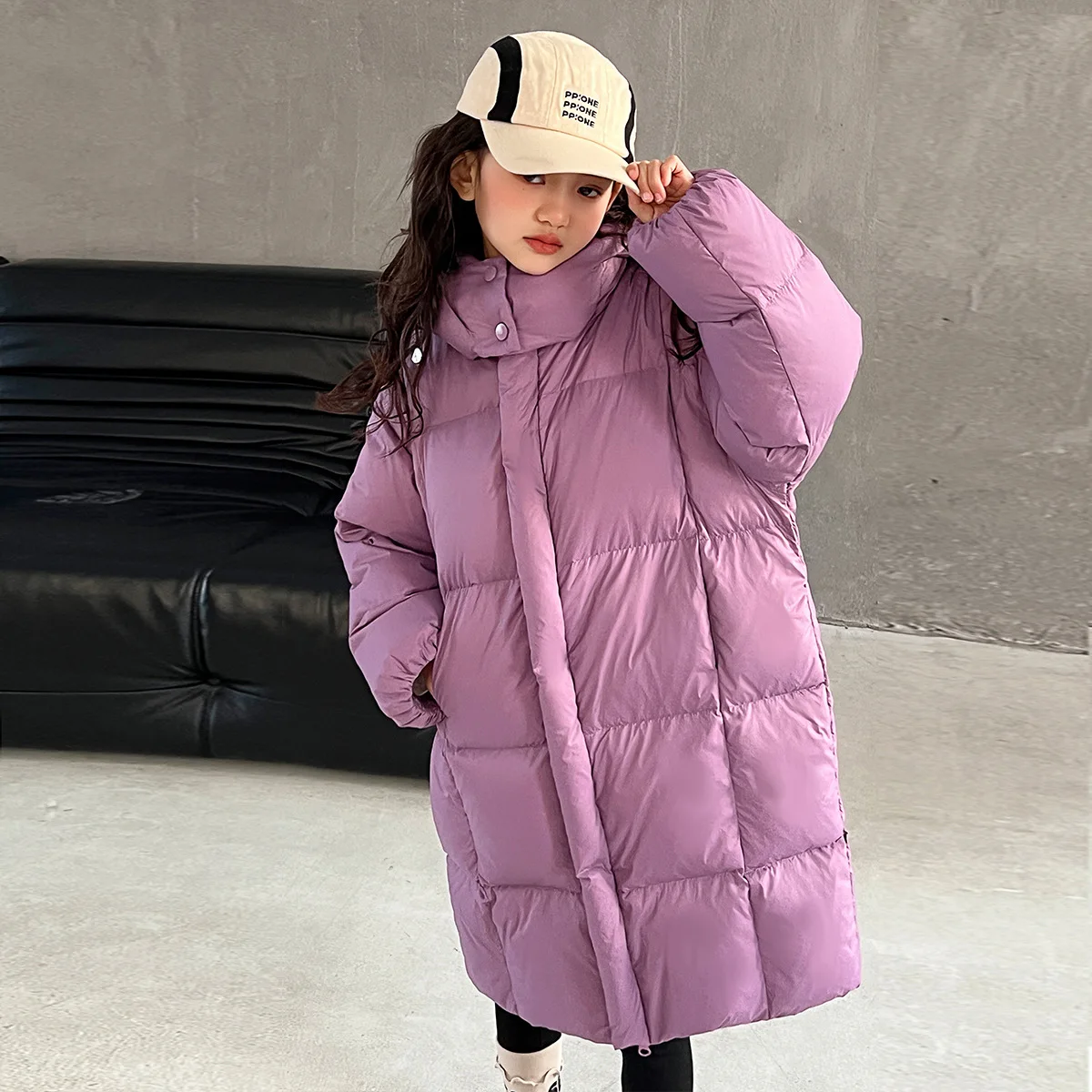 Girls Down Cotton Jacket New Winter Mid-length Hooded Coat Thicken Warm  Children\'s Outerwear Parkas Kids Clothing