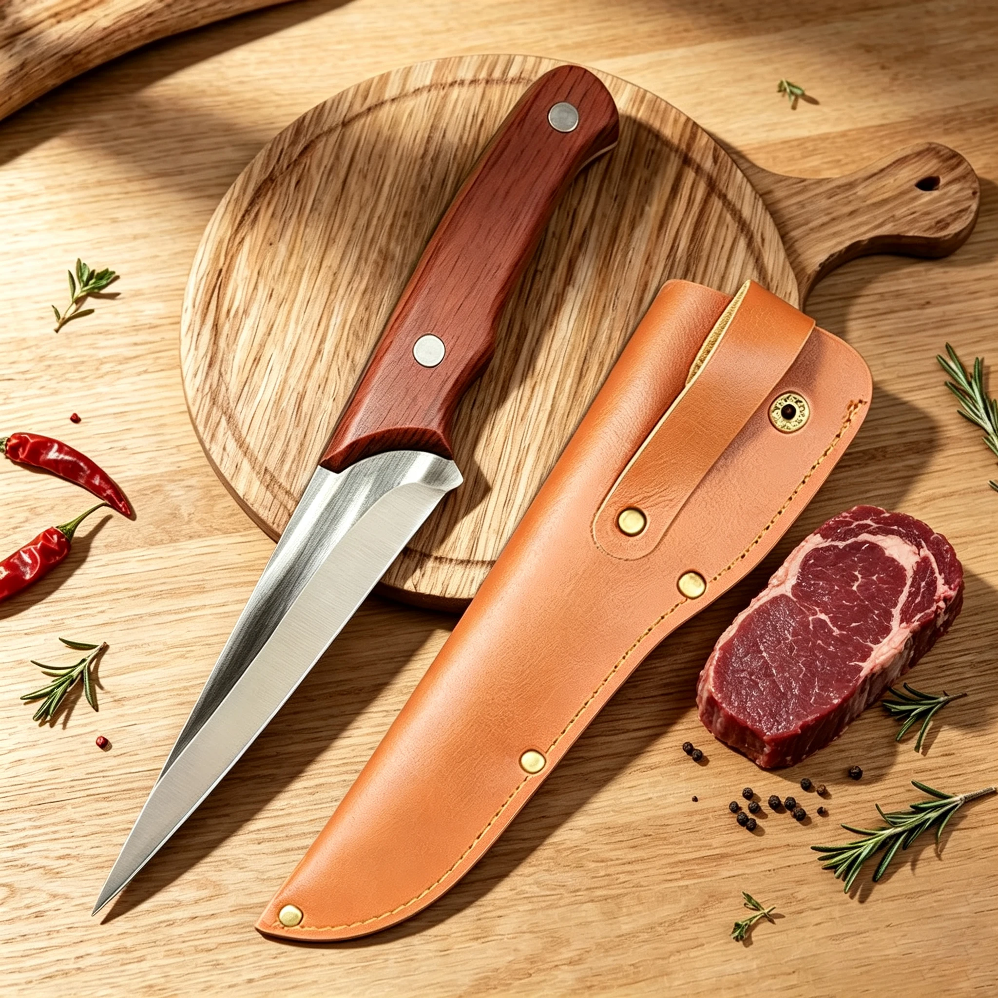 Forging Stainless Steel Boning Knife Kitchen Knife Butcher Meat Cleaver Fish Knife Fruit Paring Cutter Tools with Sheath