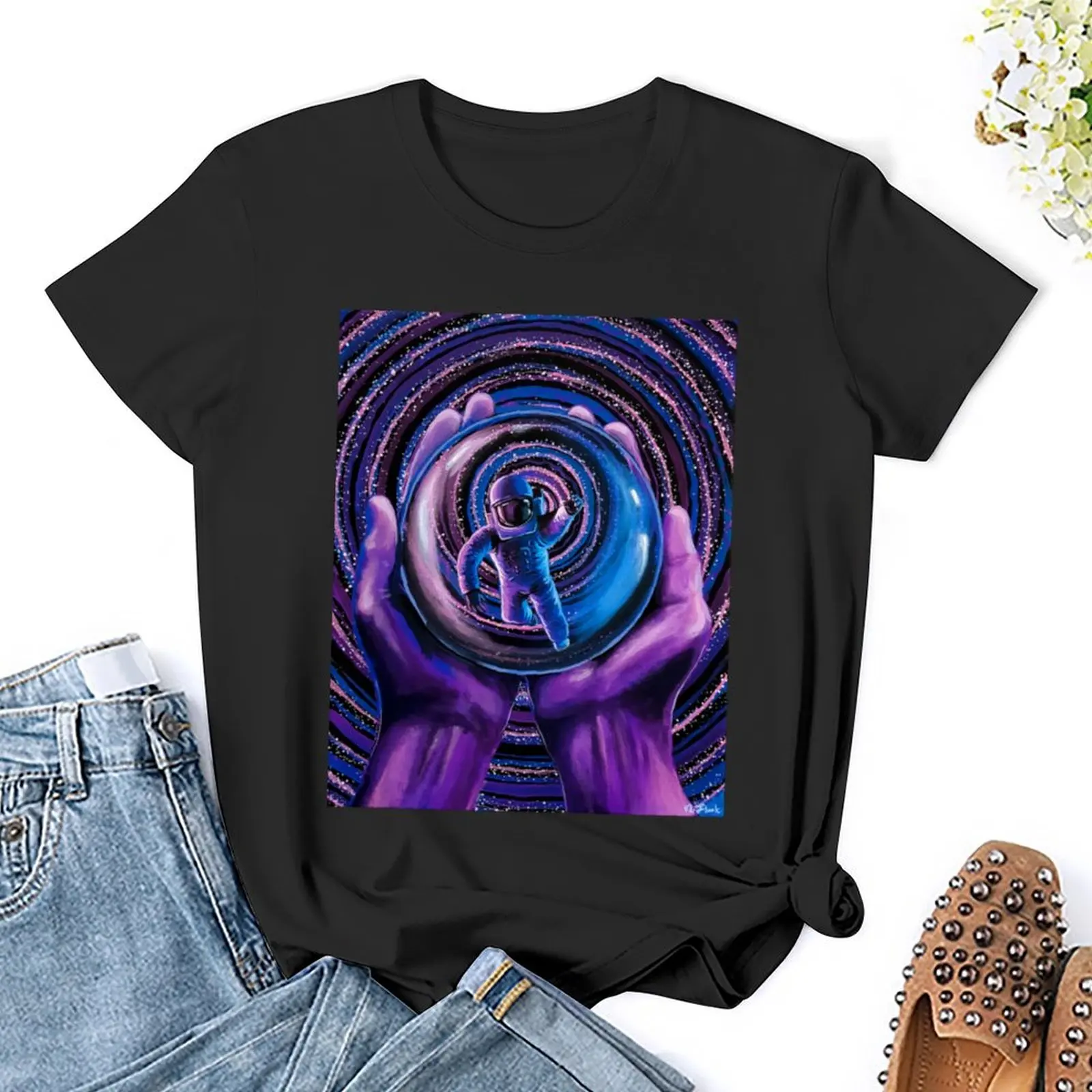 Camiseta de espacio Personal para mujer, ropa femenina, tops de talla grande, camisetas gráficas, camisetas para mujer