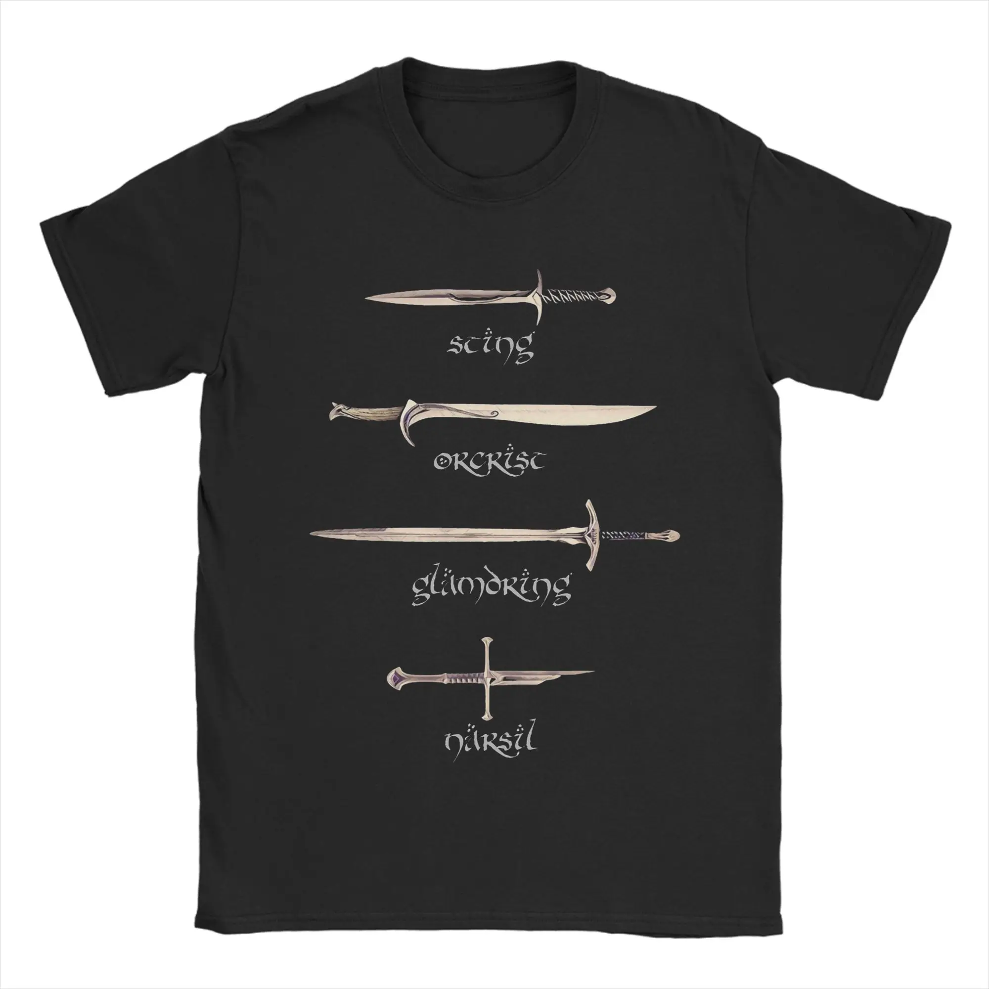 Men's Swords Sting Orcrist Glamdring Narsil T Shirt L-Lords Of The R-Rings 100% Cotton Clothes O Neck Tees Plus Size T-Shirt