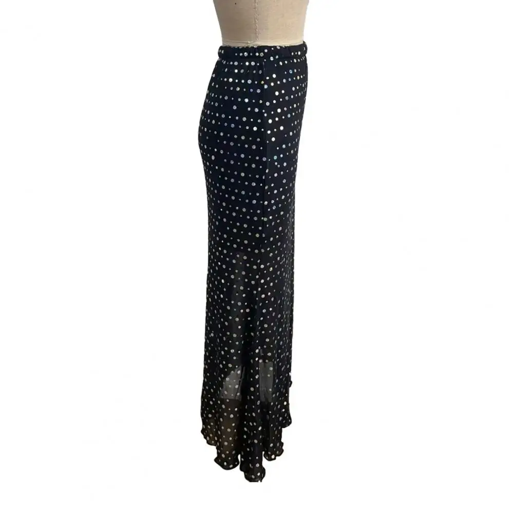 Mulheres polka dot cetim sereia maxi saia de cintura alta emagrecimento fishtail hem com elegância drapeada para primavera outono clubwear