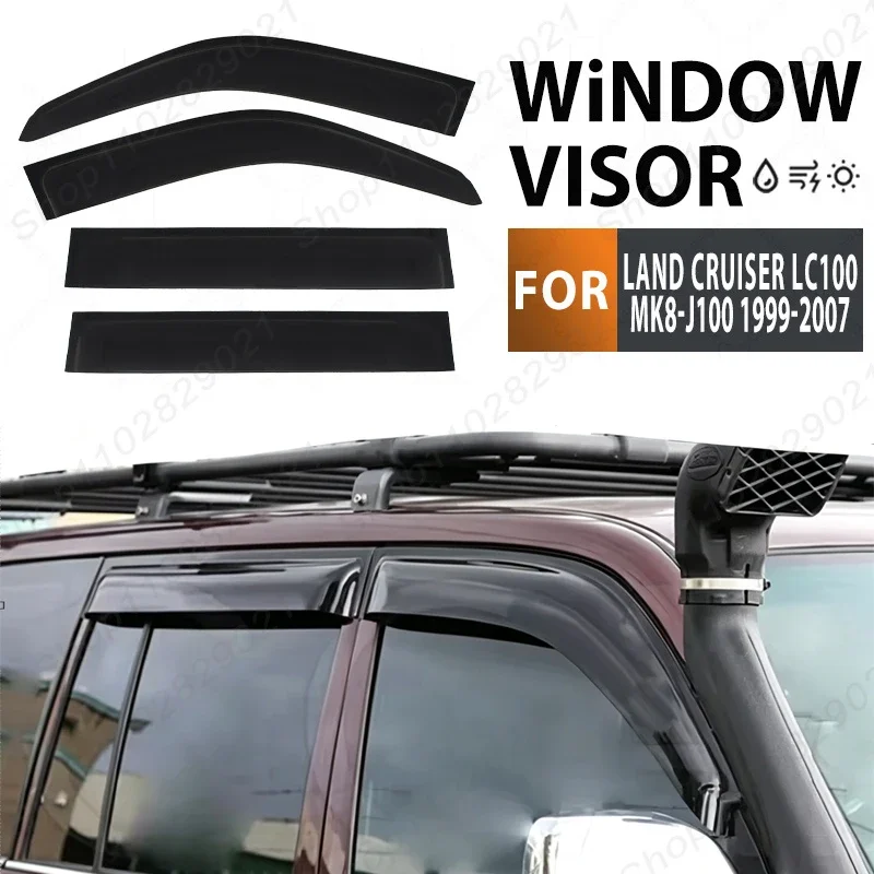 4Pcs Window Visor For Toyota Land Cruiser LC100 MK8-J100 1999-2007 Weathershield Sun Rain Deflector Guard Car Window Deflector