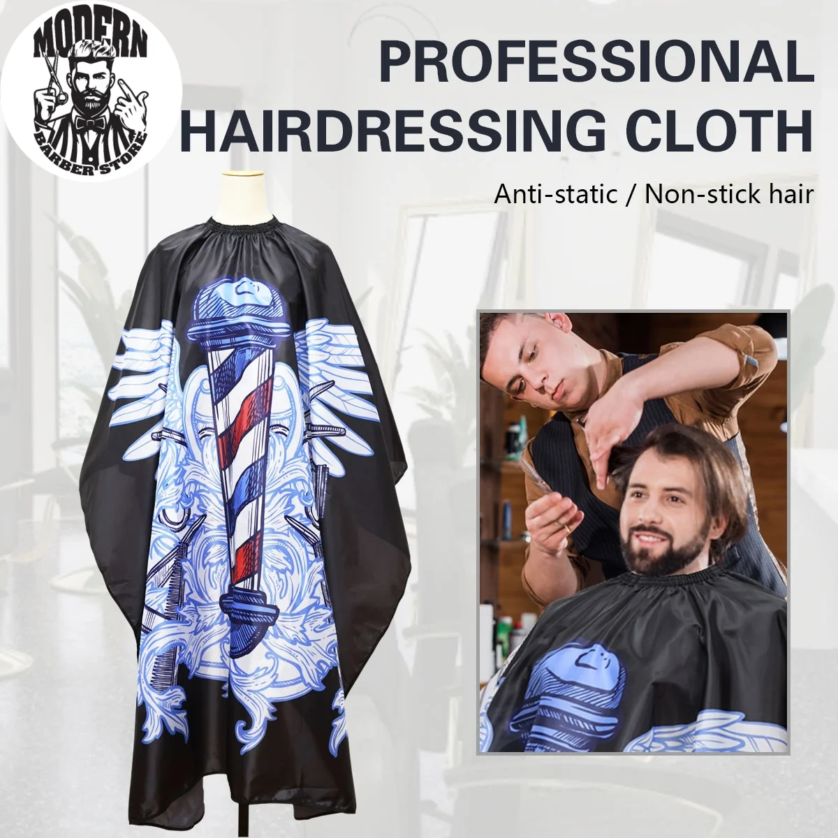 

Barber Shop Turning Light Pattern Barber Haircut Cloth Antistatic Waterproof Salon Hairdressing Apron Hairdresser Capes Styling