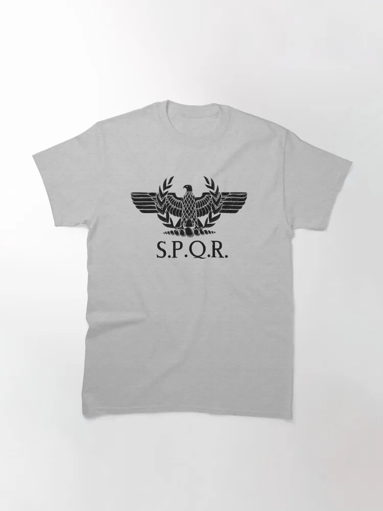 Roman Standard；Rome；SPQR；Roman Empire；Black Classic T-Shirt Short Sleeve Tops Tees Cotton Print Tshirts