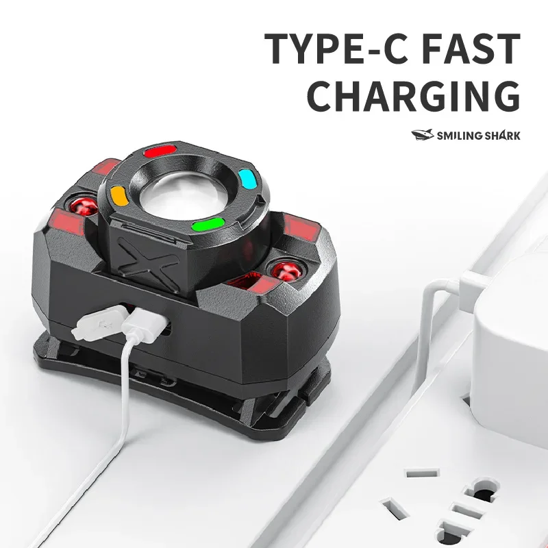 LED Sensor Headlamp Built-in Battery Rechargeable Zoom Head Flashlight 5 Lighting Modes Head Torch Camping Fishing Search Light