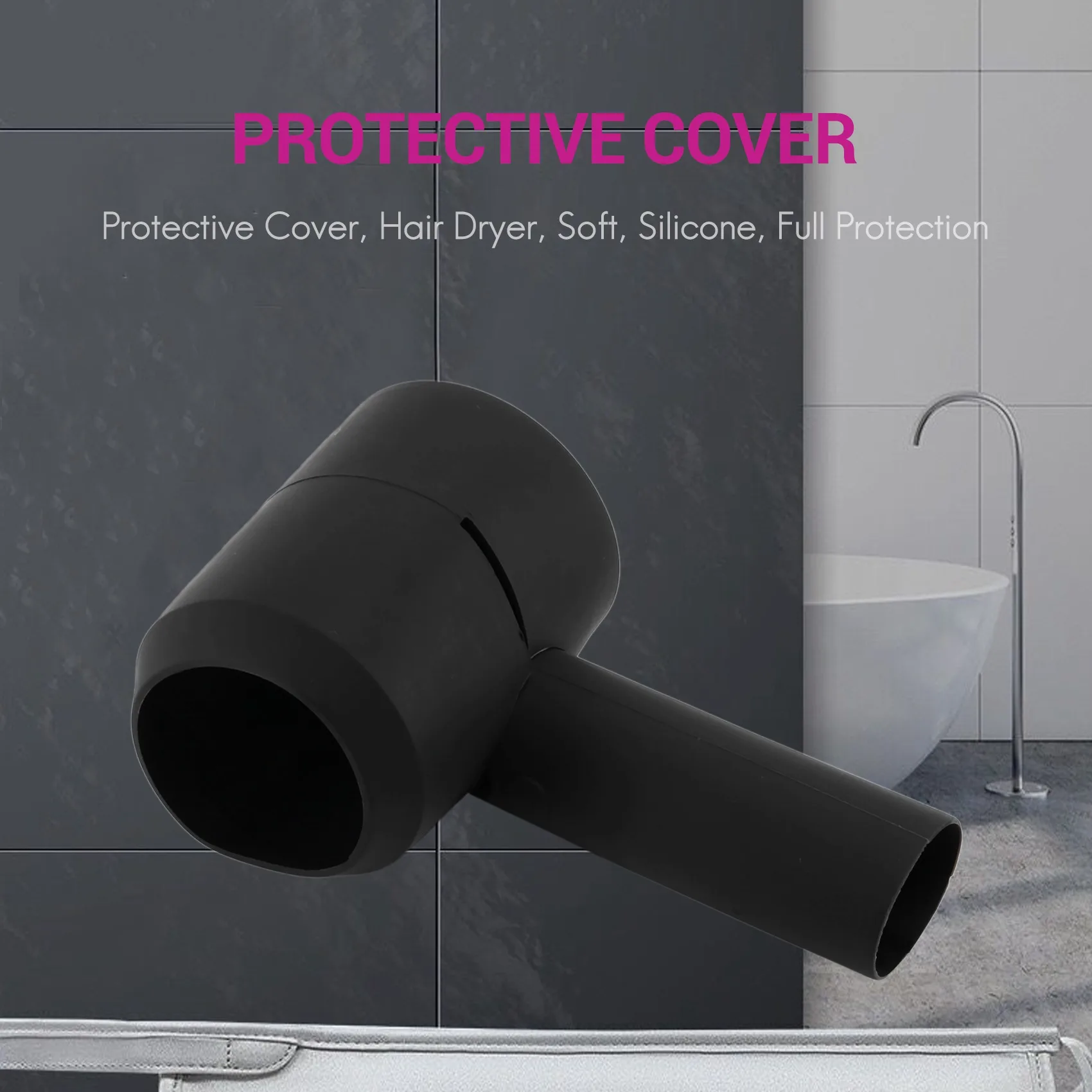 Black Soft Silicone Protective Cover for Dyson Supersonic Hair Dryer,360 Full Protection Chargin Case for Dyson Blower Cover