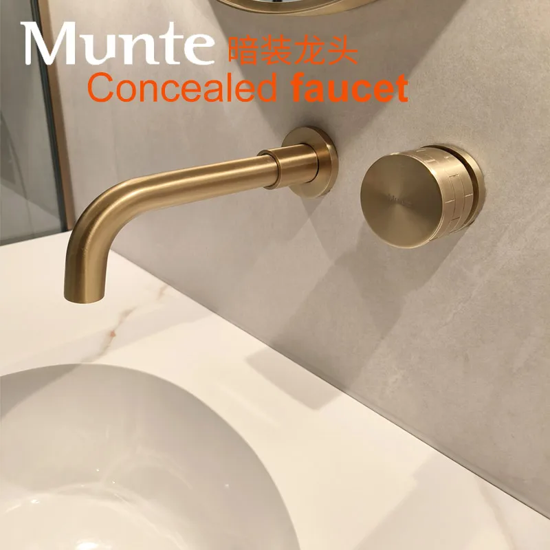 

Gun gray brushed gold black concealed embedded wall basin hot and cold faucet