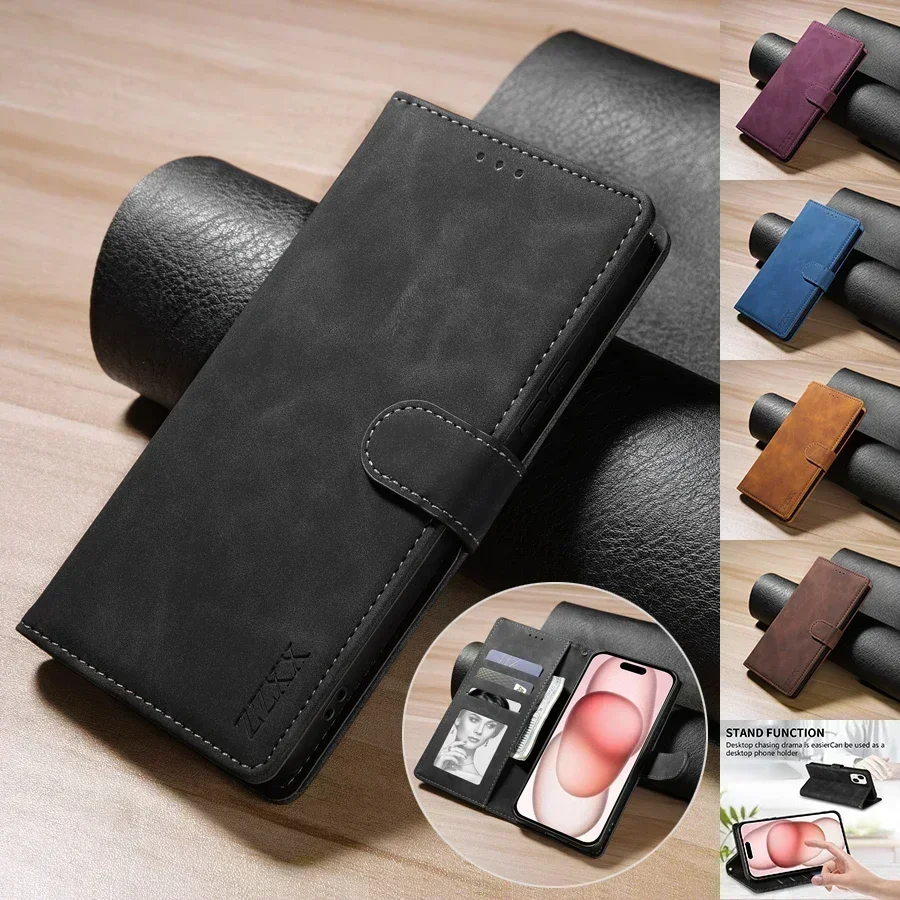 Wallet With Card Slot Photo Frame Support Magnetic Flip Leather Case For iPhone 15 Pro Max 14 Plus 13 Mini 12 11 Anti Drop Cover