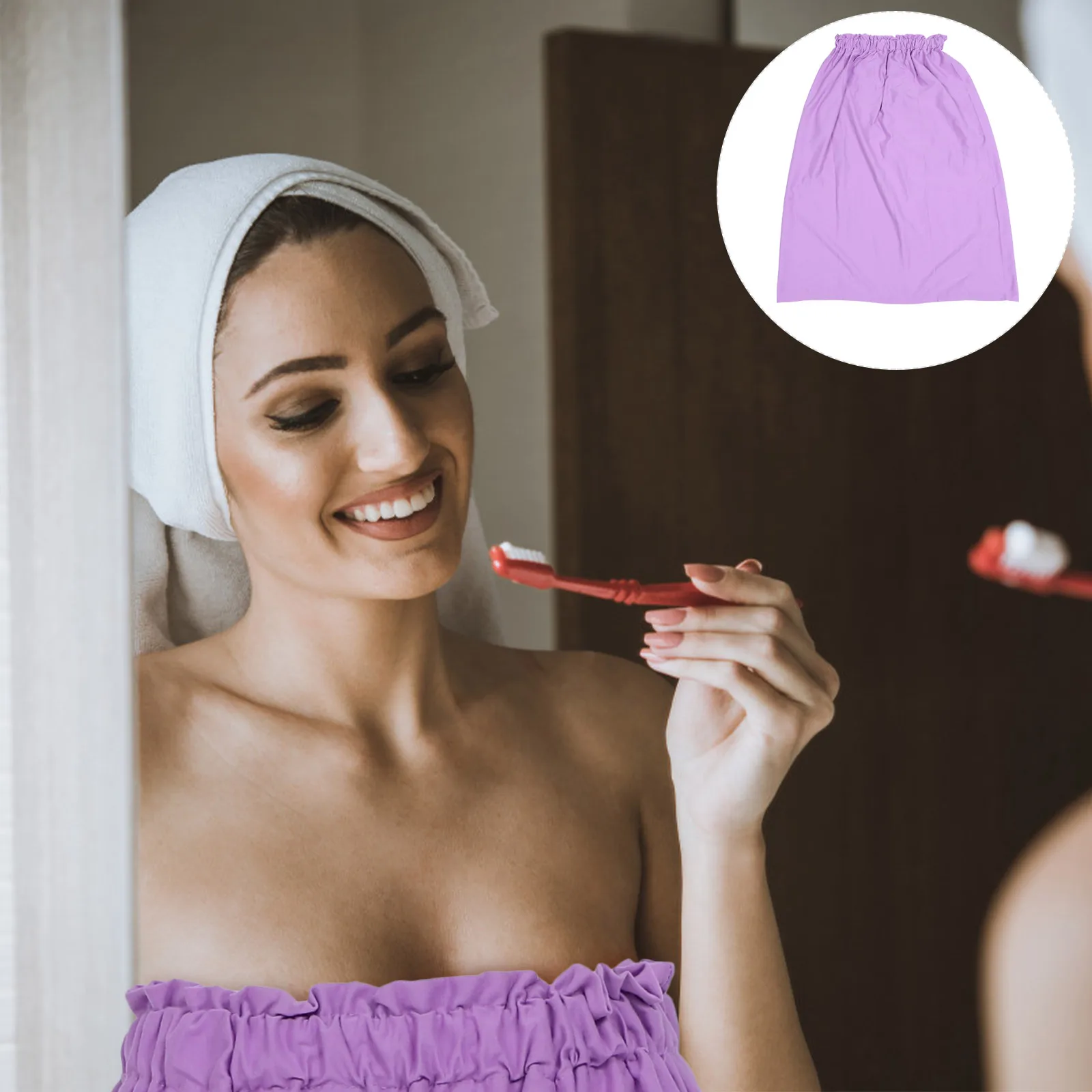 

Cotton Bath Towel Strap Breast Bathrobe Wrap Adjustable Quick Dry Absorbent Wearable Bath Skirt Shower Towel for Bathroom Thick