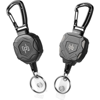 2 Pack Retractable Keychain Heavy Duty Carabiner Badge Holder, Tactical ID Badge Reel with 32” Steel Retractable Cord, 8.0 OZ
