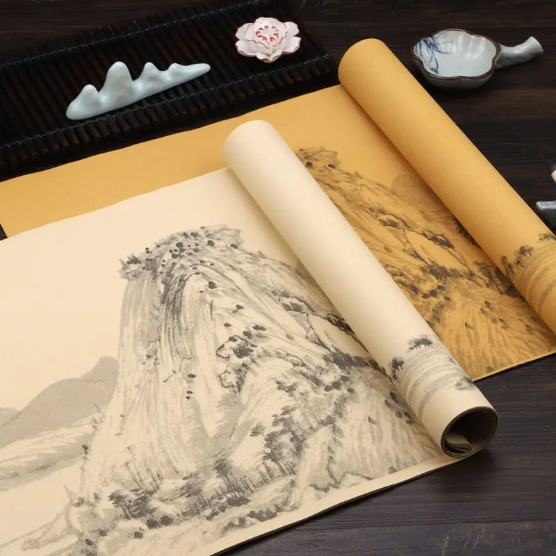 Four Six Feet Half Size Rice Paper Half Raw Half Cooked Xuan Paper for Calligraphy Painting Landscape Scroll Art Supply