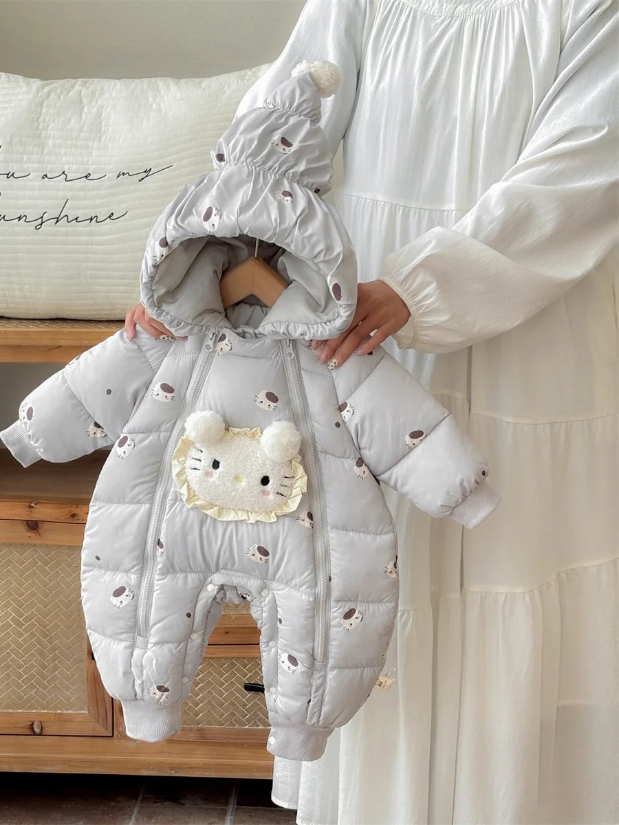 

Очаровательный хлопковый детский зимний наряд Rer с принтом, модная одежда для младенцев, теплая уютная одежда на молнии с капюшоном Dr