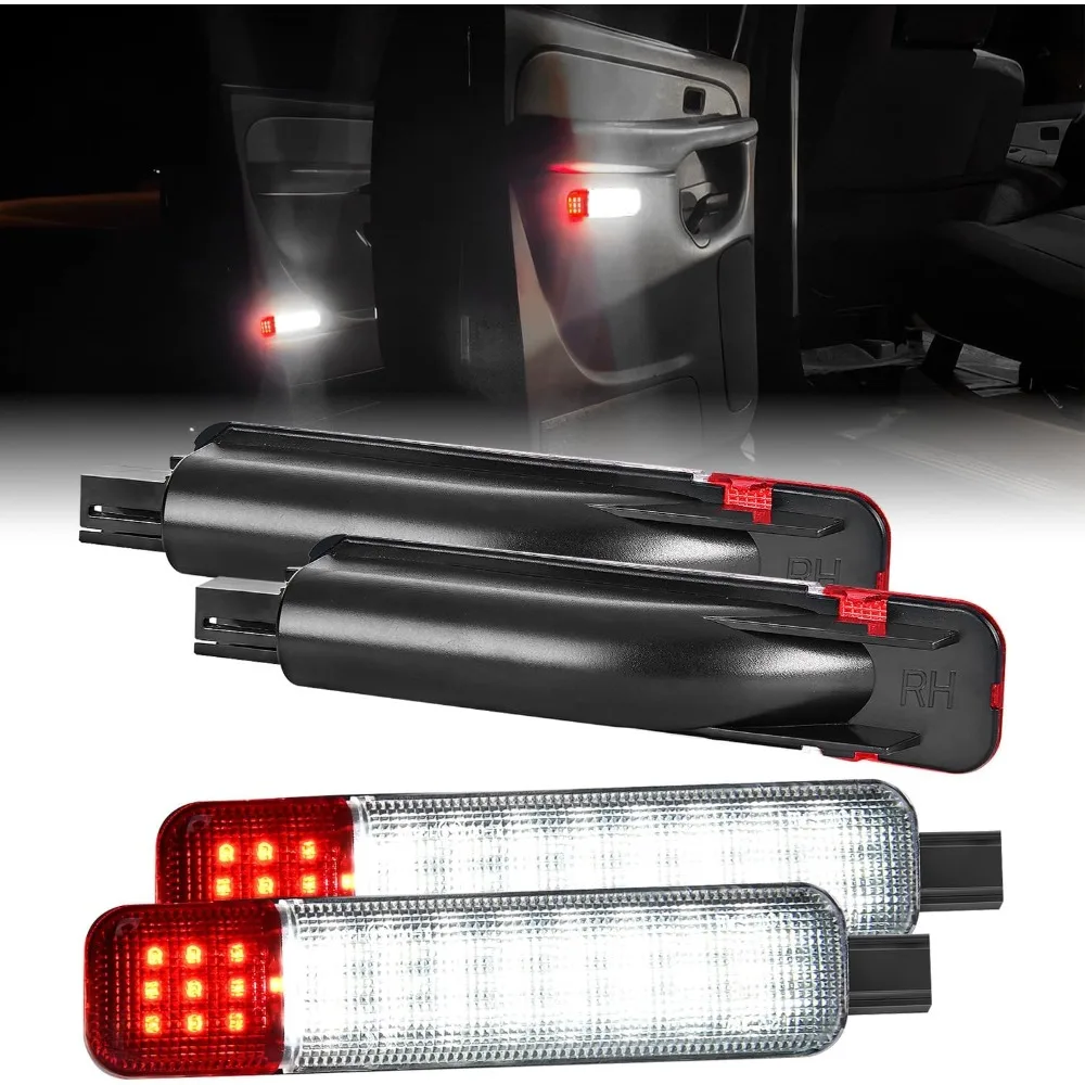 Nilight 4PCS LED Interior Door Panel Light Courtesy Warning Lights White Red Plug and Play Compatible with Chevy GMC C/K Silverado Sierra 1500 2500 3500 HD Suburban Cadillac Escalade Hummer H2