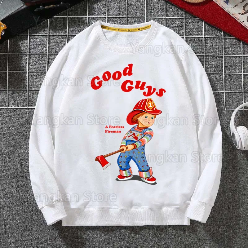 Chucky Good Guys Child's Play Men Hoodie Autumn Hip Hop Men Pullover Sweatshirts Hoodies Mens White Color Male