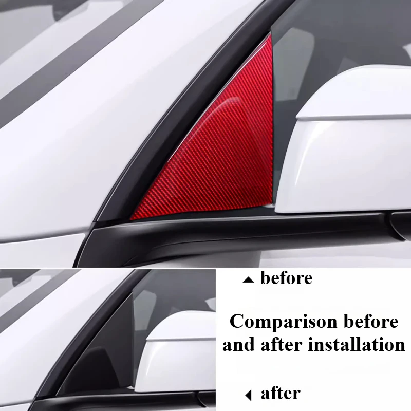 For Tesla Model 3/Y Highland 2019-2025 Accessories A-pillar Triangular Decorative Sticker Modified Carbon Fiber Scratch-proof