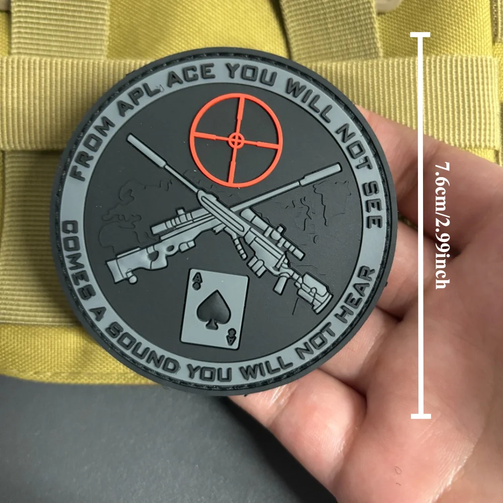 Sniper PVC Patch Tactische Moreel Sniper Ace Card Gun Patch Klittenband Armband Militaire Moreel Badge Rugzak Stickers