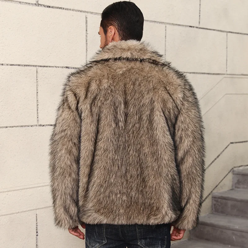 Luxury Brand Men Fur Jacket Lapel Warm Autumn Winter Faux Fur Jacket Casual Loose Coats High-end Outerwear Short Tops Trendy New
