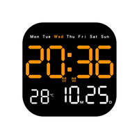 Digital Wall Clocks Temperature Date Week Dispaly Electronic Table Clock 12/24H Wall-Mounted LED Alarm Clock Remote,C