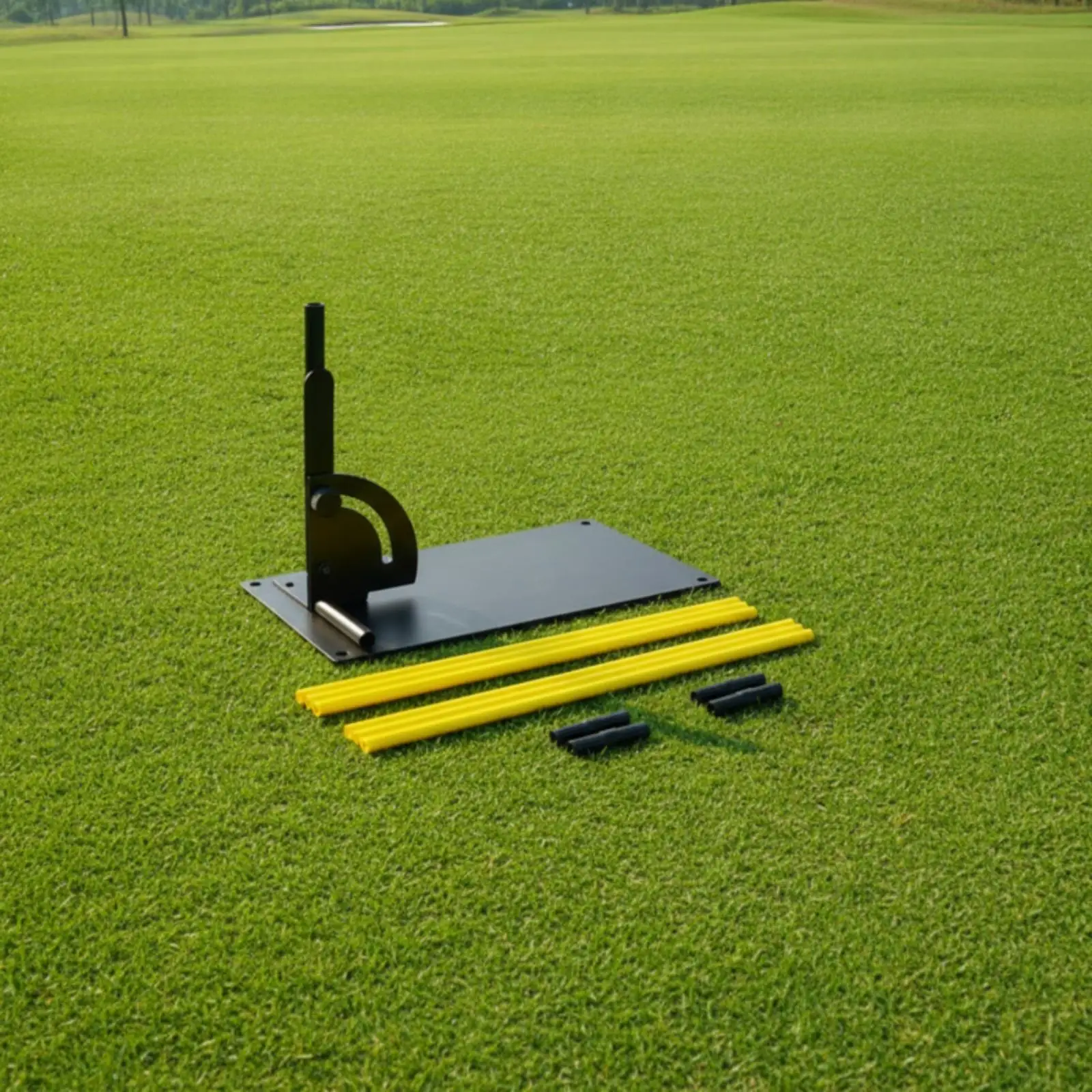 Golf Practice Swing Trainer with Metal Base Fiberglass Rod for Setup Angle Customization