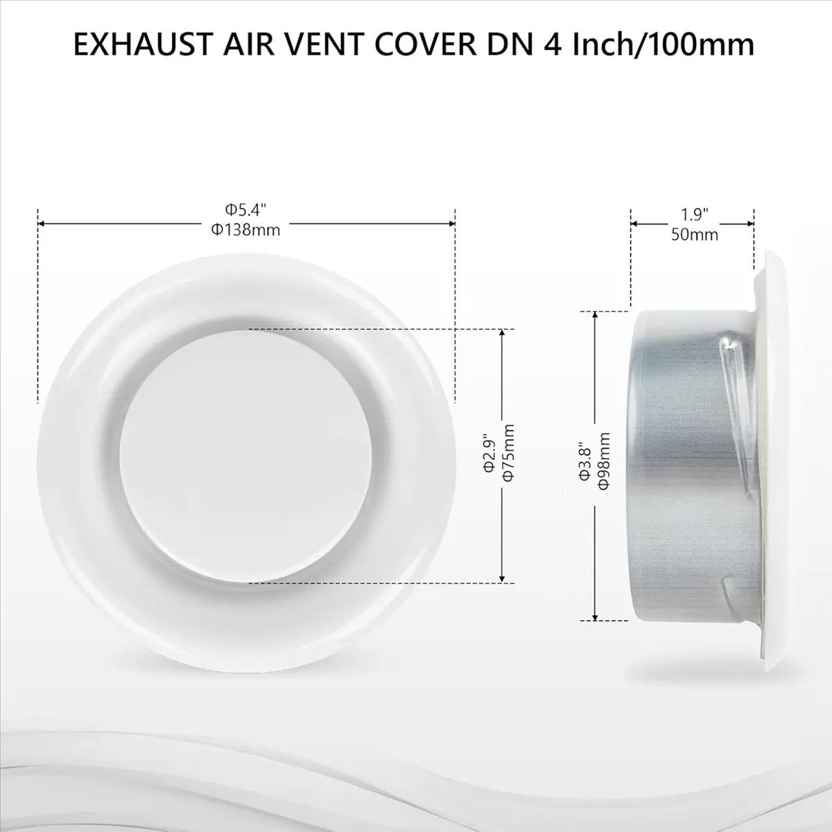 A56K Round Air Vent Cover Outlet Adjustable Exhaust Vent Ducting Ventilation Ceiling Air Vent Cover 4inch