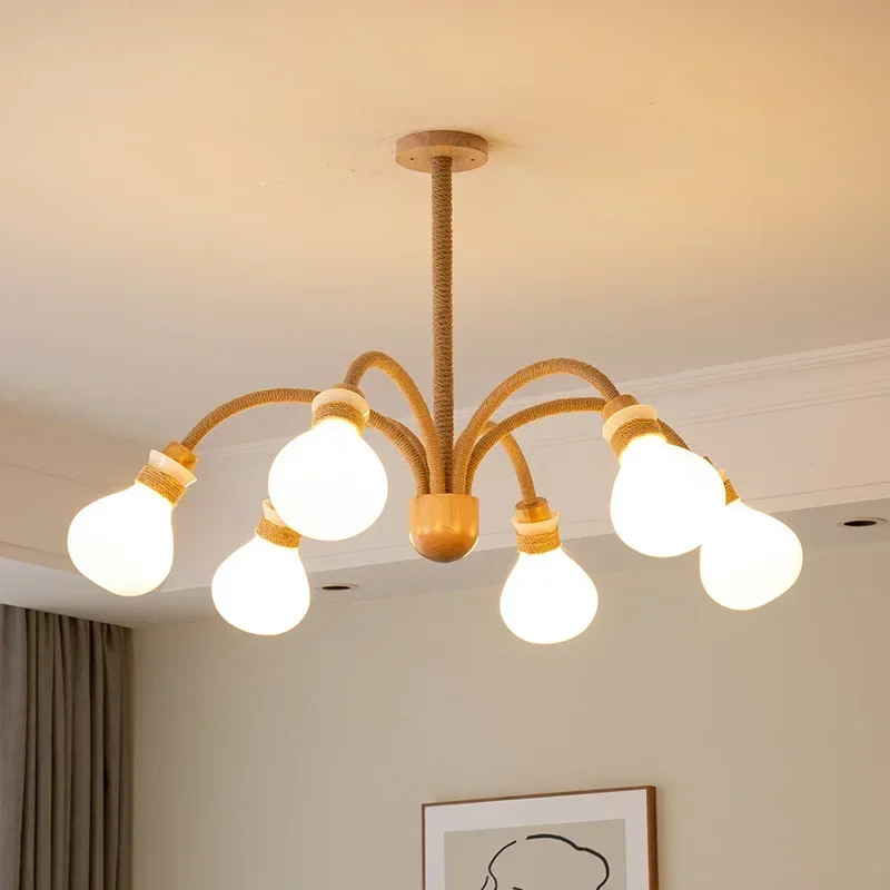 

Japanese-style Log Cream Wind Restaurant Hemp Rope Creative Homestay Dining Table Bar Chandelier